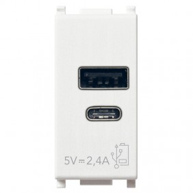 Vimar Plana USB A C 5V 2.4A 1 Modul Weiß 14292.AC