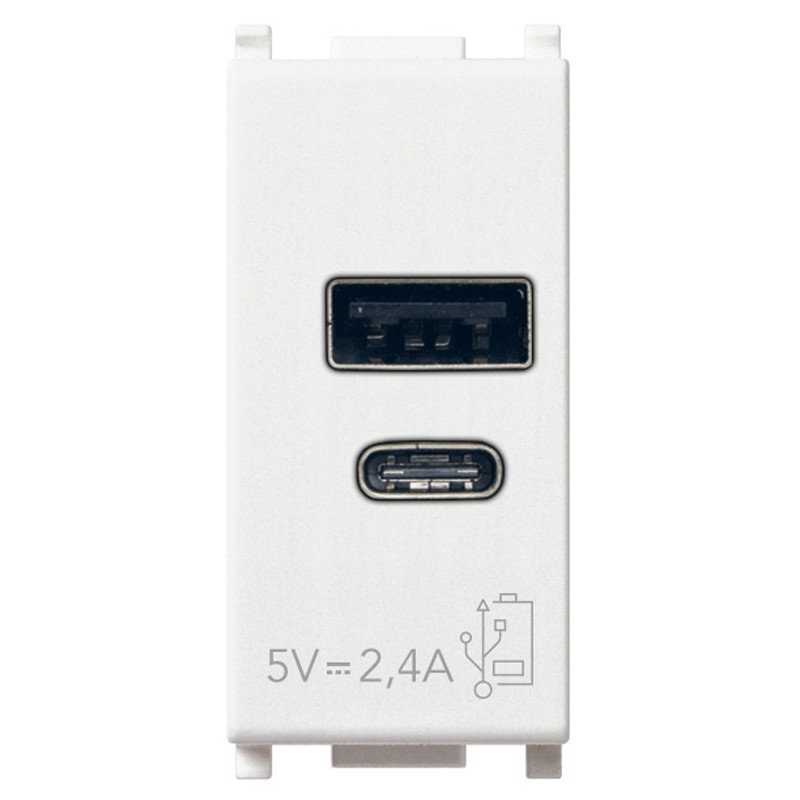 Vimar Plana USB A C 5V 2.4A 1 Module Blanc 14292.AC