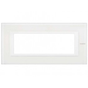 Bticino Axolute Platte 6 Module Glas Weiß...