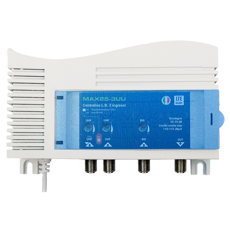 Centralita FTE con 3 entradas BIII+DAB/UHF/UHF 25DB MAX25-3UU