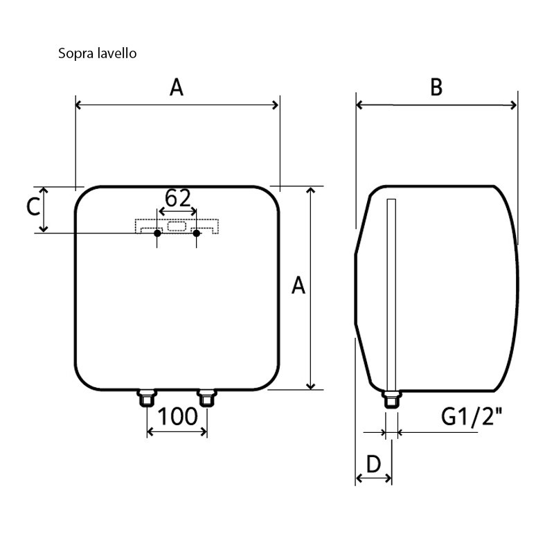 Chaffoteaux CHX EU Chauffe-eau électrique de 15 litres au-dessus de l'évier 3100382