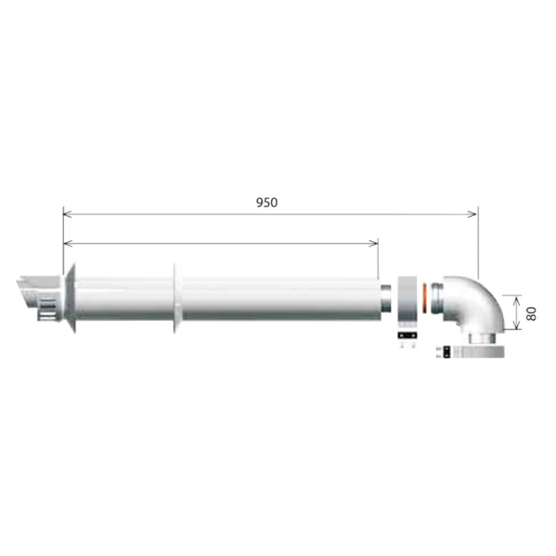 Kit de drenaje coaxial Ariston l 1000 horizontal 60/100 3318073 Kit de drenaje coaxial Ariston l 1000 horizontal 60/100 3318073