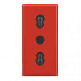 Bticino Axolute Prise Double Pas 10/16A  Rouge...