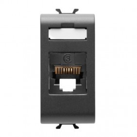 Gewiss Chorus telephone socket black GW12401