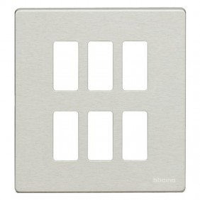 Plate Bticino Magic 3+3 modules resin grey 506/6/R