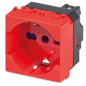 Master Mix two-way 2P+E red Schuko socket 21170R