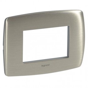 Placca Lergrand Vela tonda alluminio satinata 3...