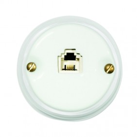 White porcelain RJ11 telephone jack 00220