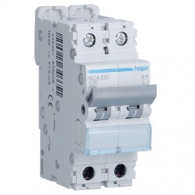 Interrupteur magnétothermique Hager 2P 20A 6 KA...