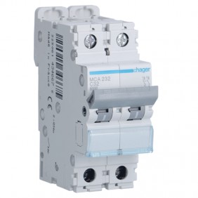 Interrupteur magnétothermique Hager 2P 32A 6 KA...