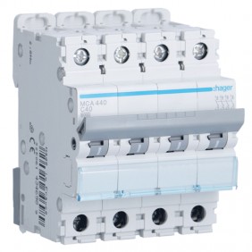 Interrupteur magnétothermique Hager 4P 40A 6 KA...