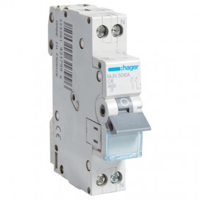 Interruptor de circuito de Hager 1P+N 6A 4,5 KA...