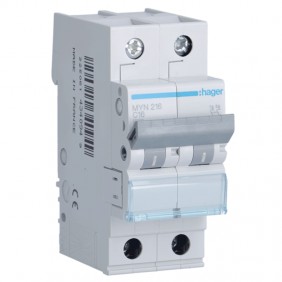 Interruptor de circuito de Hager 2P 16A 4.5 KA...