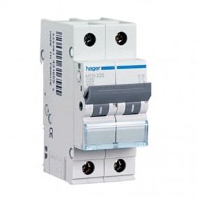 Interruptor de circuito de Hager 2P 20A 4.5 KA...