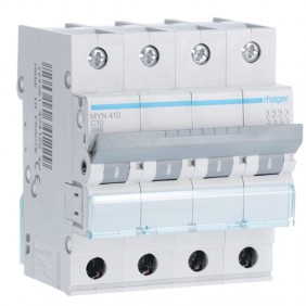 Interruptor de circuito de Hager 4P 10A 4.5 KA...