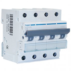 Interruptor de circuito de Hager 4P 16A 4.5 KA...