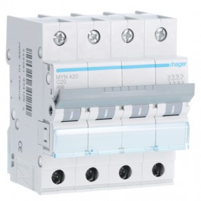Interruptor de circuito de Hager 4P 20A 4.5 KA...