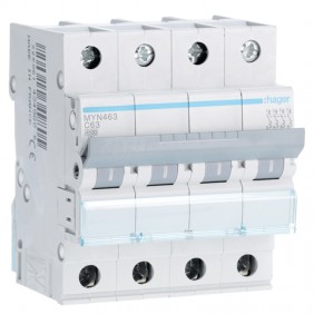 Interruptor de circuito de Hager 4P 63A 4.5 KA...