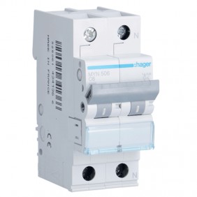 Interrupteur magnétothermique Hager 1P+N 6A 4,5...