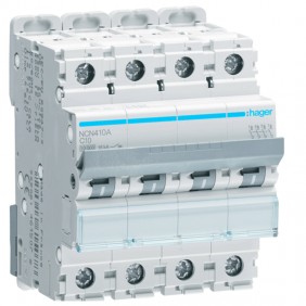 Interruptor de circuito de Hager 4P 10A 10KA C...