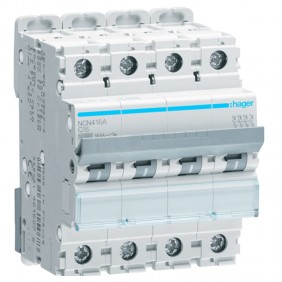 Interruptor de circuito de Hager 4P 16A 10KA C...