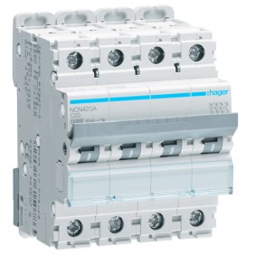 Interrupteur mangnetotermique Hager 4P 20A 10KA...