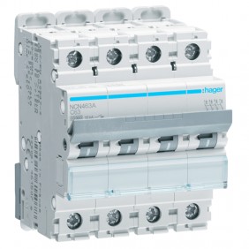 Interruptor de circuito de Hager 4P 63A 10KA-C...