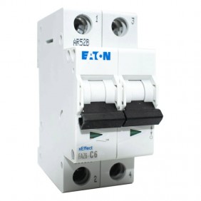 Breaker Eaton FAZ6 6A 2P Curve C, 6 KA, 2-gang...