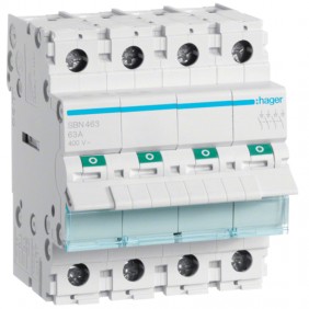 Hager sectionneur 4 pôles 63A 4 modules SBN463