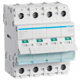 Hager 4-pole 100A 4-module disconnector SBN490