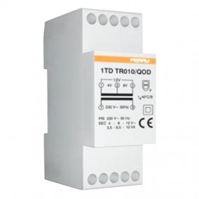 Transformateur Perry 10VA sorties 4-8-12V 2 DIN...