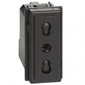 Bticino Living Now Socket 2P+T 10/16A Black KG4180