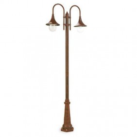 Sovil Deluxe rust pole with wall lamp 2XE27...