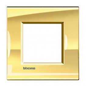 Bticino Livinglight placca 2 moduli QUADRA oro...