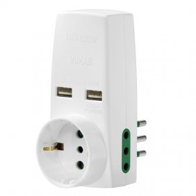 Adaptador Triple Vimar con 2 tomas USB y se...