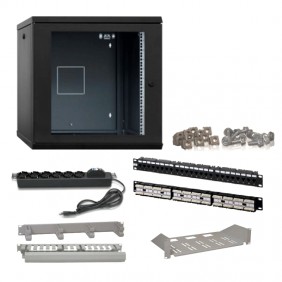 Kit Quadro Rack 6 Unità CAT6 UTP con Panel 24...