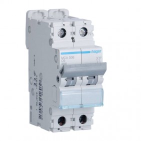 Hager Circuit Breaker 1P+N 6A 6KA 2 Modules...