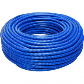 Tubo corrugato azzurro con tirafilo diametro 32...